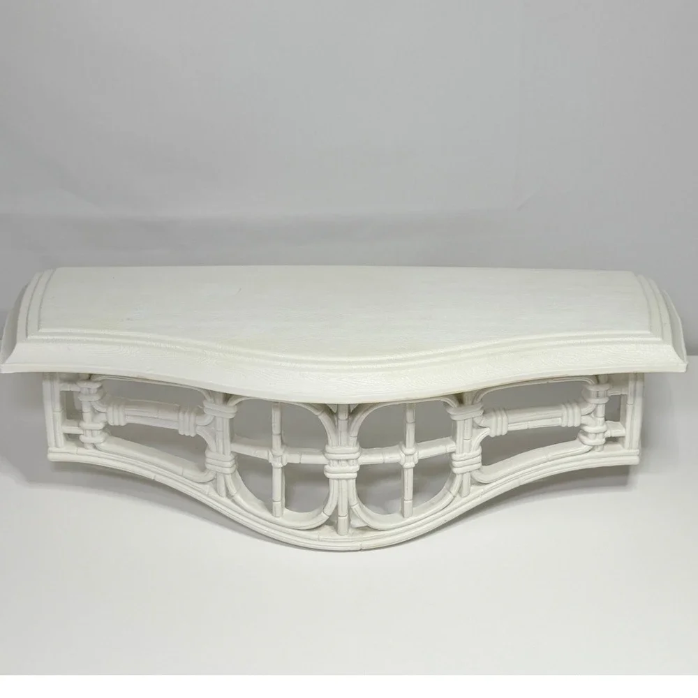 Vintage 1986 Home Interiors Faux Bamboo Wall‎ Shelf White Lattice 3067 Regency